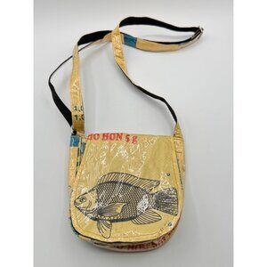 Recycled Feed Bag Plastic Purse Fish Adjustable Crossbody Cambodia Upcycle Bag